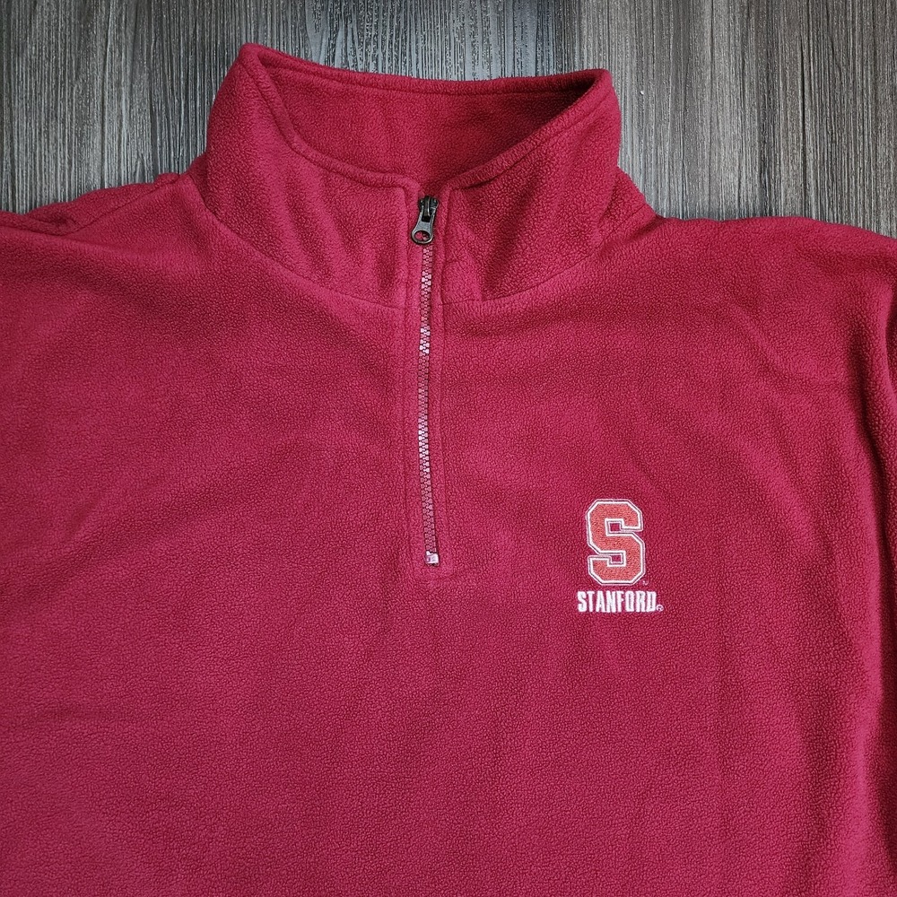Vintage Stanford Cardinal Pro Edge Pullover Sweater Mens Size XL Red 1/4 Zip